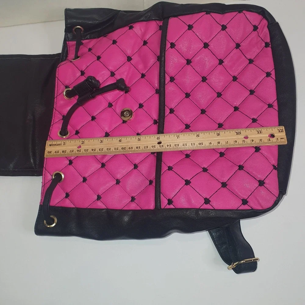 Luv Betsey by Betsey‎ Johnson Pink Quilted Heart Backpack Black Faux Leather Bag